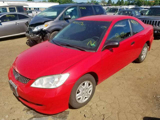 1HGEM21134L068599 - 2004 HONDA CIVIC DX V RED photo 2