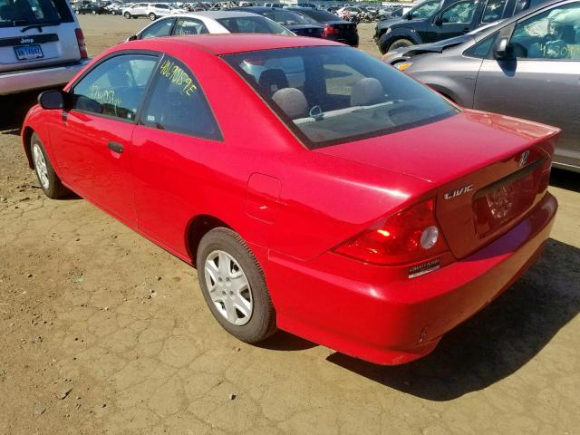 1HGEM21134L068599 - 2004 HONDA CIVIC DX V RED photo 3