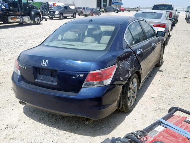 1HGCP36829A026048 - 2009 HONDA ACCORD EXL BLUE photo 4