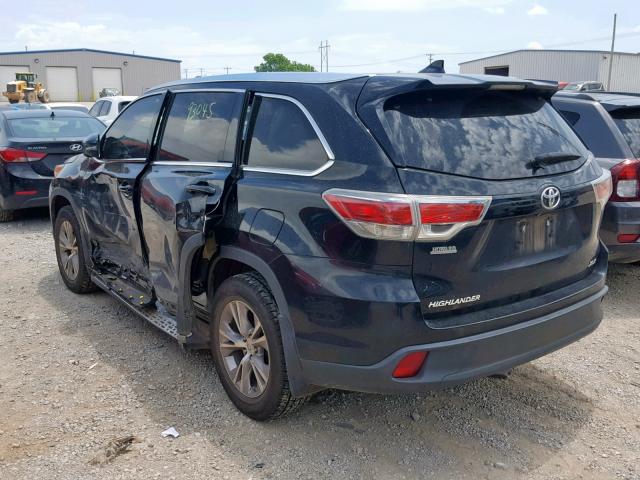 5TDKKRFH4ES026352 - 2014 TOYOTA HIGHLANDER BLACK photo 3