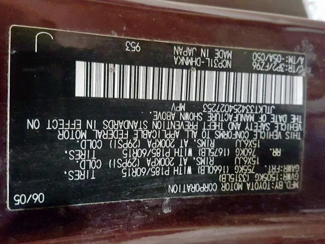 JTLKT334254027253 - 2005 TOYOTA SCION XB 勃艮第红 照片 10