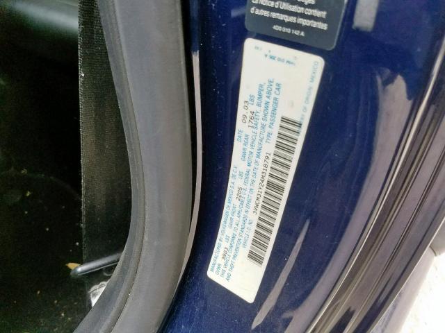 3VWCM31Y24M318791 - 2004 VOLKSWAGEN NEW BEETLE ლურჯი ფოტო 10