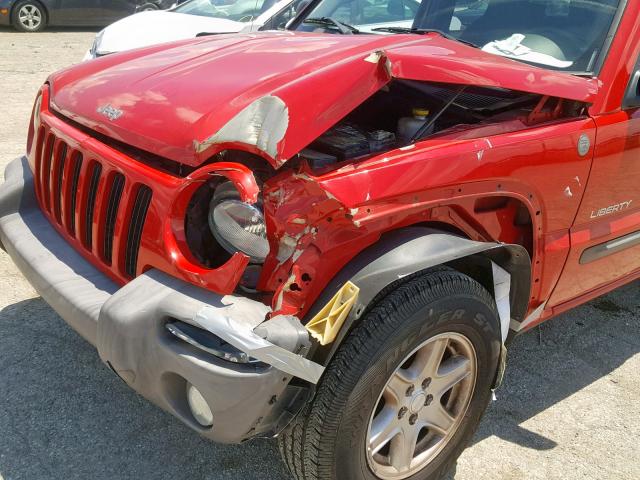 1J4GL48K84W293422 - 2004 JEEP LIBERTY SP RED photo 9