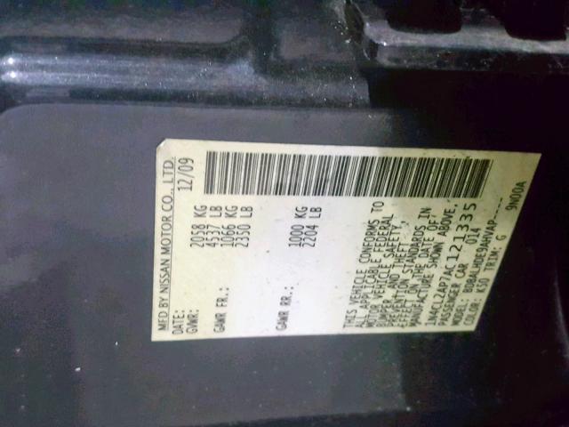 1N4CL2AP7AC121335 - 2010 NISSAN ALTIMA HYB GRAY photo 10