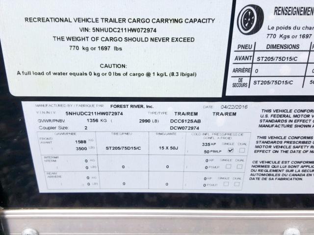 5NHUDC211HW072974 - 2017 CARGO TRAILER BLACK photo 10