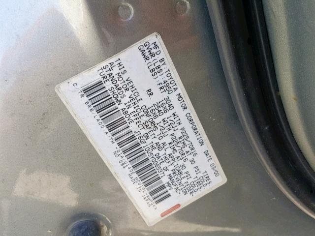 JT6GF10U5Y0065371 - 2000 LEXUS RX 300 GRAY photo 10