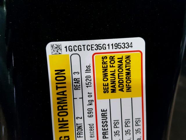 1GCGTCE35G1195334 - 2016 CHEVROLET COLORADO L GREEN photo 10