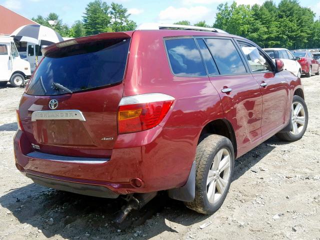 5TDDK3EH1AS019005 - 2010 TOYOTA HIGHLANDER RED photo 4