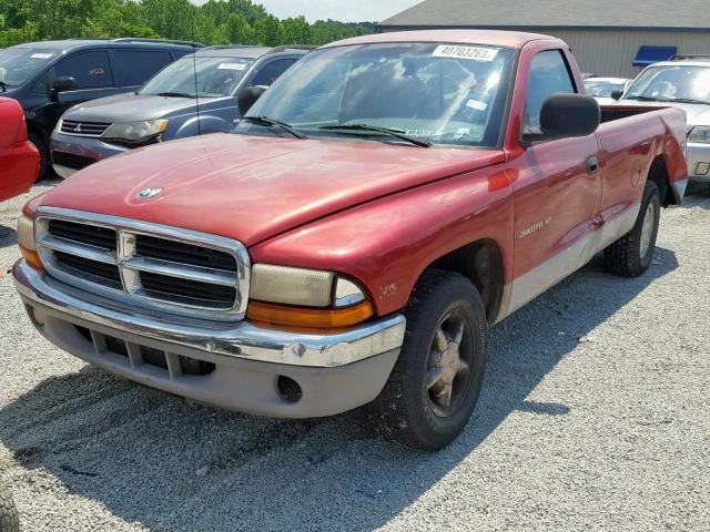 1B7FL26X9VS275119 - 1997 DODGE DAKOTA RED photo 2