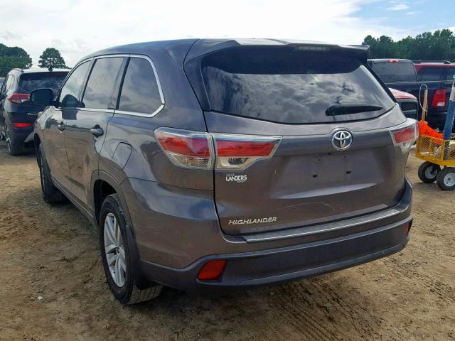 5TDZARFH4GS018207 - 2016 TOYOTA HIGHLANDER GRAY photo 3