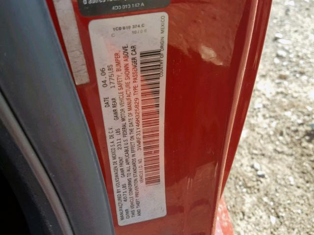 3VWRF31Y46M325829 - 2006 VOLKSWAGEN NEW BEETLE 红色 照片 10