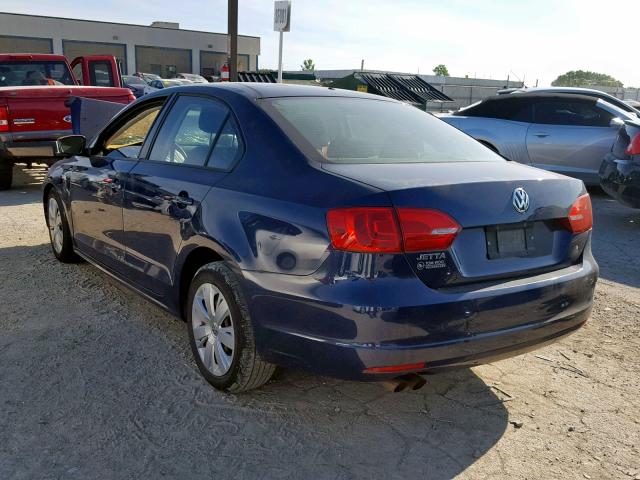 3VW2K7AJ7BM026272 - 2011 VOLKSWAGEN JETTA BASE BLUE photo 3