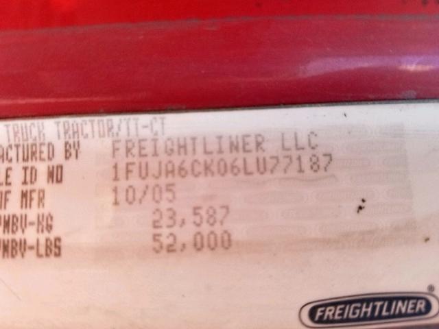 1FUJA6CK06LU77187 - 2006 FREIGHTLINER CONVENTION RED photo 10