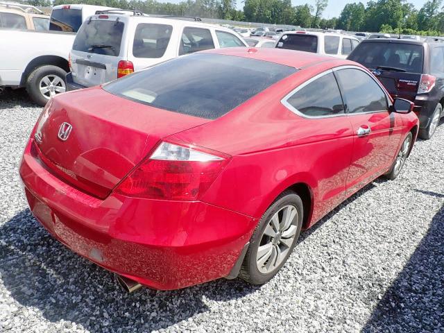 1HGCS12879A007682 - 2009 HONDA ACCORD EXL RED photo 4