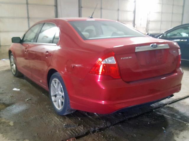 3FAHP0JA1AR366207 - 2010 FORD FUSION SEL RED photo 3