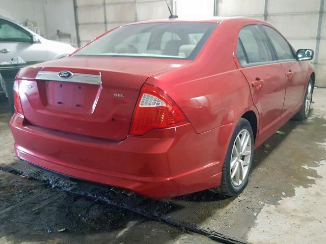 3FAHP0JA1AR366207 - 2010 FORD FUSION SEL RED photo 4