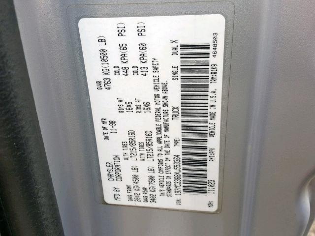 1B7MC3368XJ553364 - 1999 DODGE RAM 3500 GRAY photo 10