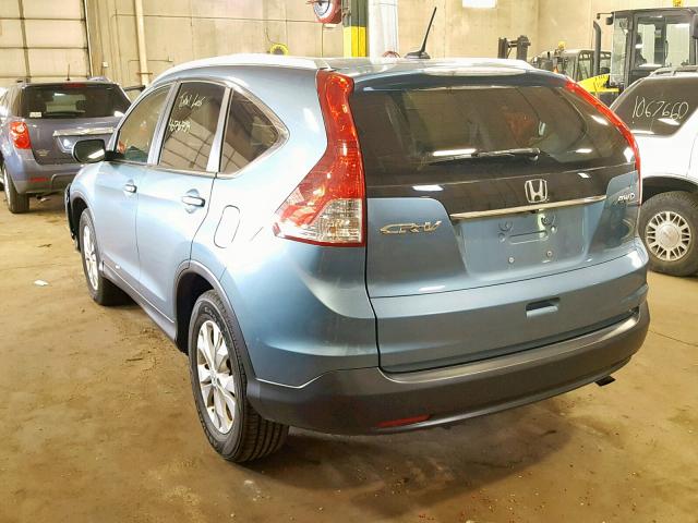 5J6RM4H7XEL025363 - 2014 HONDA CR-V EXL TEAL photo 3