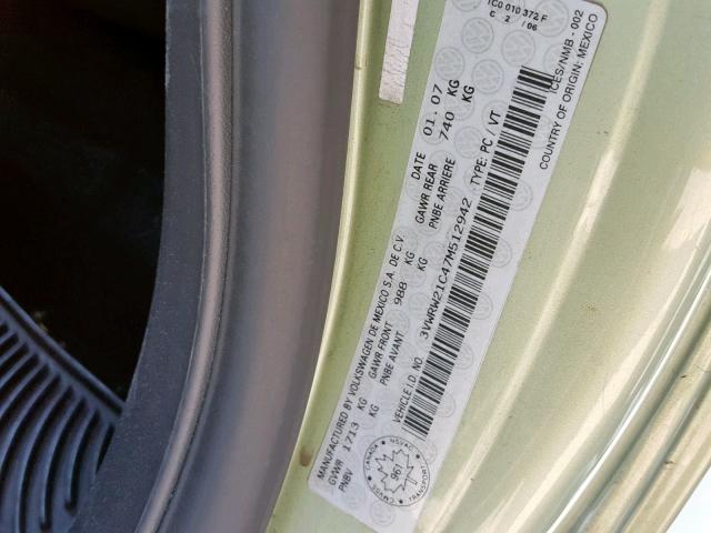 3VWRW21C47M512942 - 2007 VOLKSWAGEN NEW BEETLE მწვანე ფოტო 10