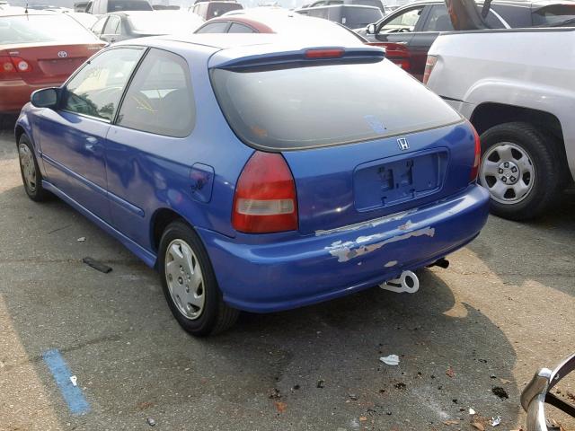 2HGEJ6420VH114425 - 1997 HONDA CIVIC CX BLUE photo 3