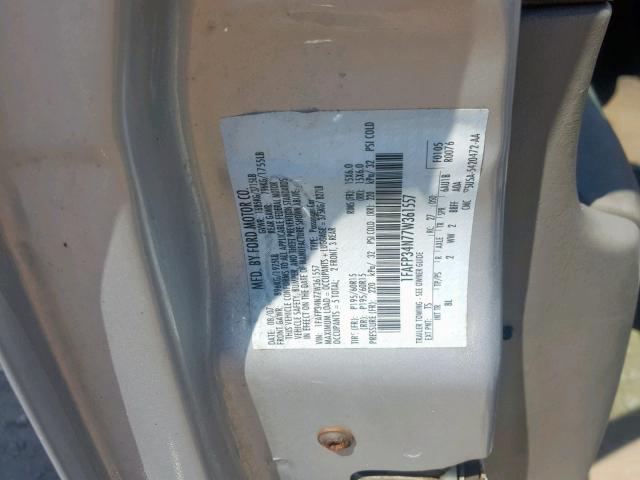 1FAFP34N77W361557 - 2007 FORD FOCUS ZX4 SILVER photo 10