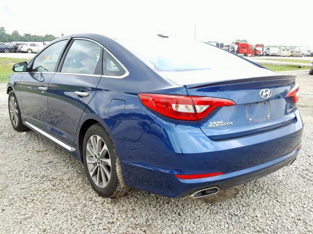 5NPE34AF9HH542977 - 2017 HYUNDAI SONATA SPO BLUE photo 3