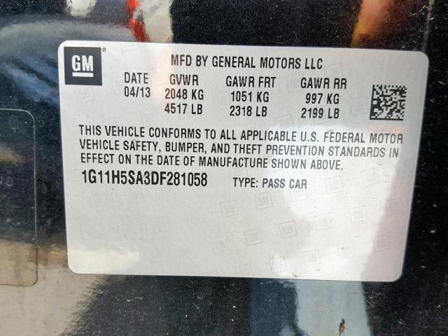 1G11H5SA3DF281058 - 2013 CHEVROLET MALIBU LTZ 石墨色 照片 10