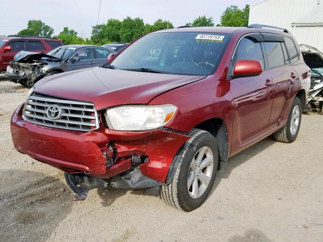 JTEDS41A392073144 - 2009 TOYOTA HIGHLANDER MAROON photo 2