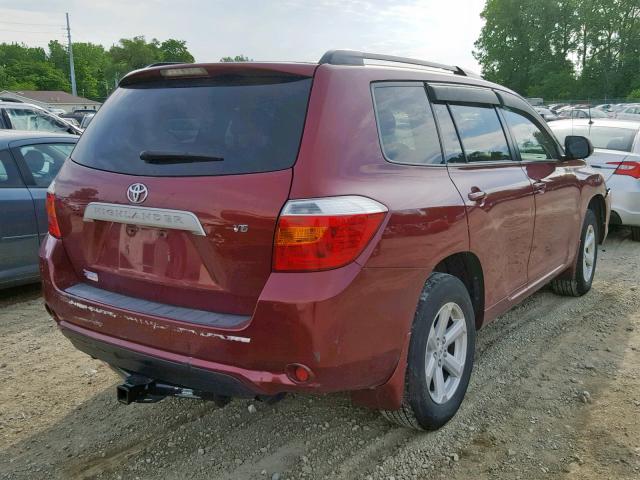 JTEDS41A392073144 - 2009 TOYOTA HIGHLANDER MAROON photo 4