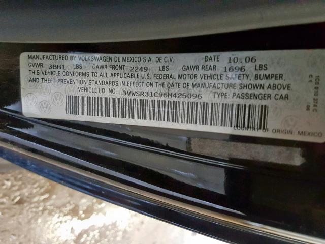 3VWSR31C96M425096 - 2006 VOLKSWAGEN NEW BEETLE Qara foto 10