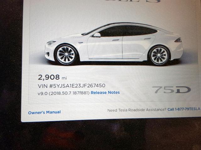 5YJSA1E23JF267450 - 2018 TESLA MODEL S WHITE photo 8