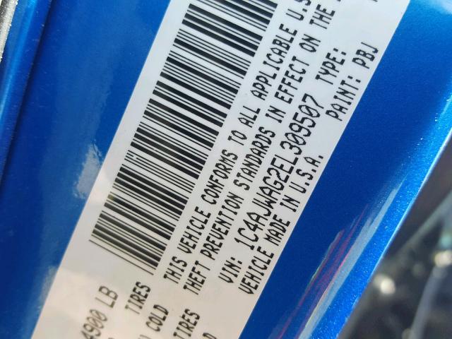 1C4AJWAG2EL309507 - 2014 JEEP WRANGLER S ლურჯი ფოტო 10