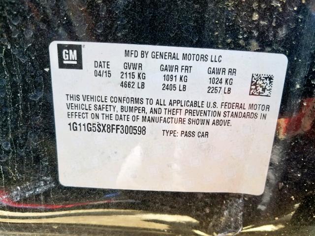 1G11G5SX8FF300598 - 2015 CHEVROLET MALIBU LTZ შავი ფოტო 10