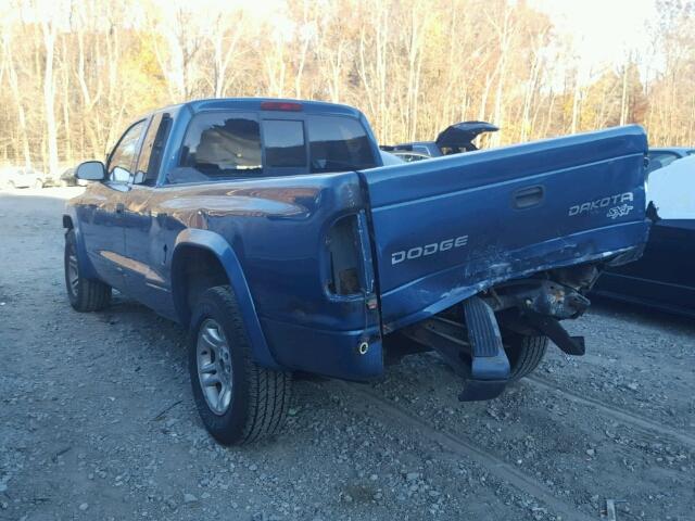 1D7HL12X73S374355 - 2003 DODGE DAKOTA SXT BLUE photo 3