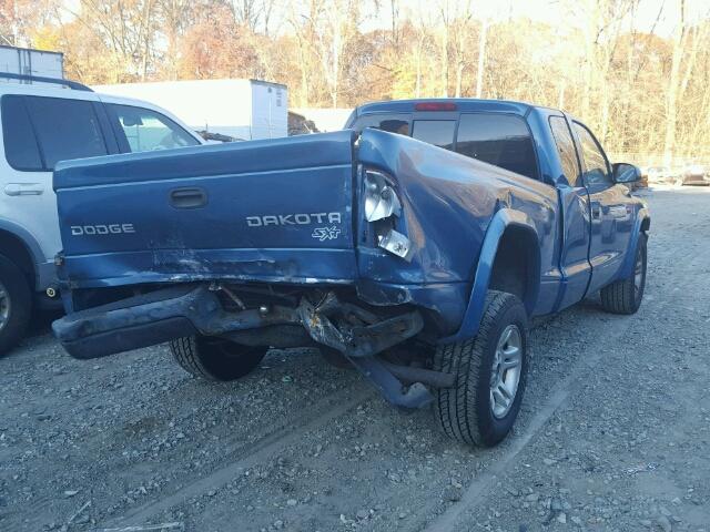 1D7HL12X73S374355 - 2003 DODGE DAKOTA SXT BLUE photo 4