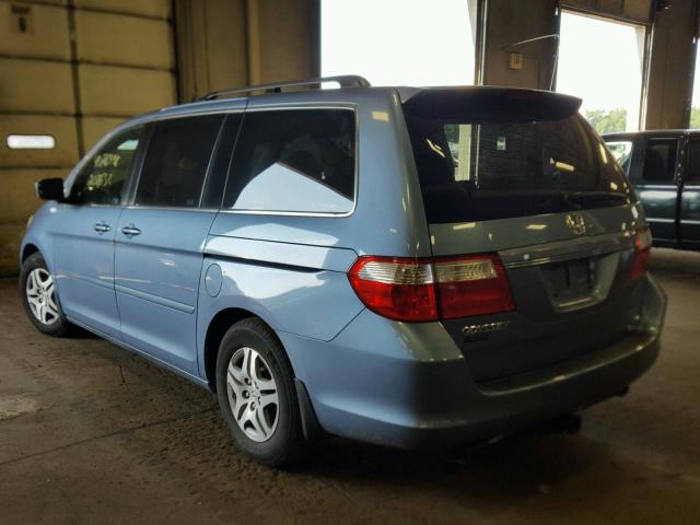 5FNRL38717B018147 - 2007 HONDA ODYSSEY EX BLUE photo 3