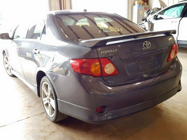 1NXBE40E09Z018299 - 2009 TOYOTA COROLLA XR CHARCOAL photo 3