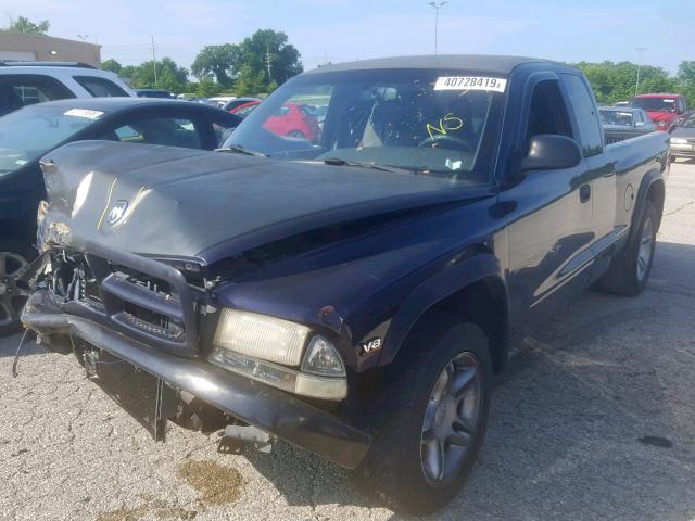 1B7GL22Z9XS271313 - 1999 DODGE DAKOTA BLUE photo 2