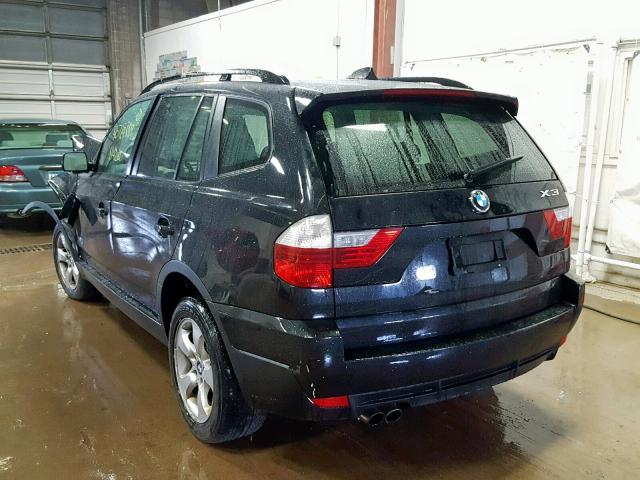 WBXPC93408WJ09448 - 2008 BMW X3 3.0SI BLACK photo 3