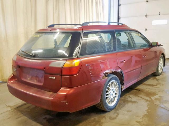 4S3BH635237304437 - 2003 SUBARU LEGACY L MAROON photo 4