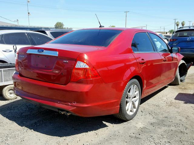 3FAHP0JA1AR247122 - 2010 FORD FUSION SEL RED photo 4