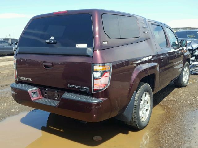 2HJYK16598H508699 - 2008 HONDA RIDGELINE MAROON photo 4