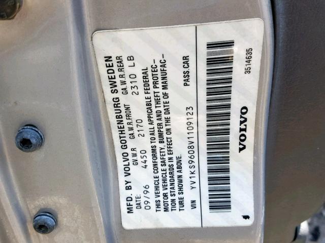 YV1KS9608V1109123 - 1997 VOLVO 960 GRAY photo 10