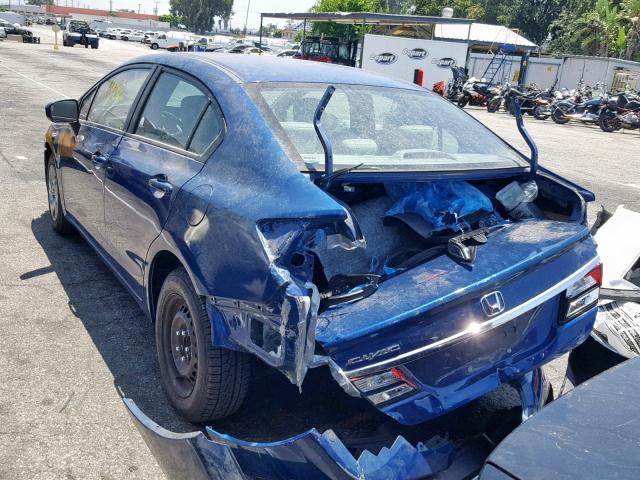 19XFB2F5XEE252646 - 2014 HONDA CIVIC LX BLUE photo 3