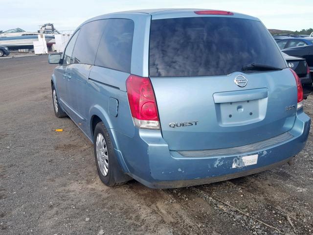 5N1BV28U94N347456 - 2004 NISSAN QUEST S BLUE photo 3