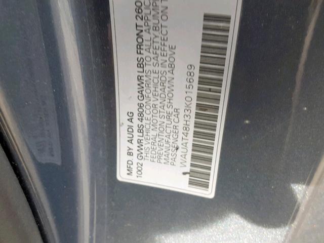 WAUAT48H33K015689 - 2003 AUDI A4 3.0 CAB GRAY photo 10