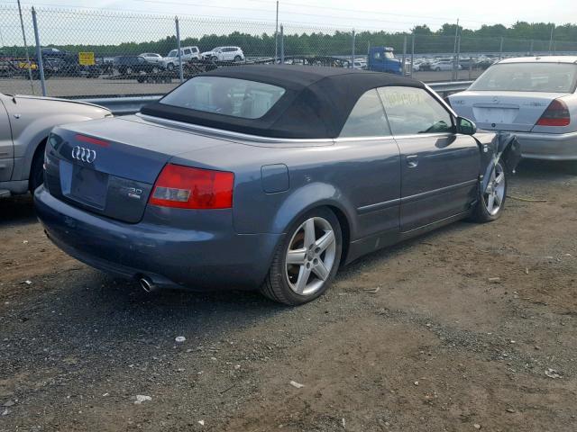 WAUAT48H33K015689 - 2003 AUDI A4 3.0 CAB GRAY photo 4