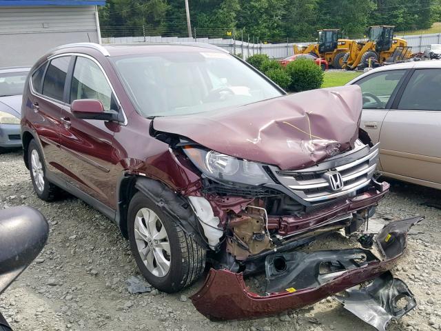 5J6RM4H74CL036324 - 2012 HONDA CR-V EXL BURGUNDY photo 1