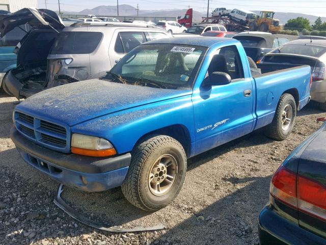 1B7FL26P81S267622 - 2001 DODGE DAKOTA BLUE photo 2