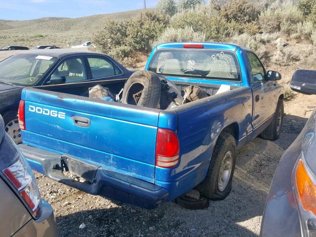 1B7FL26P81S267622 - 2001 DODGE DAKOTA BLUE photo 4